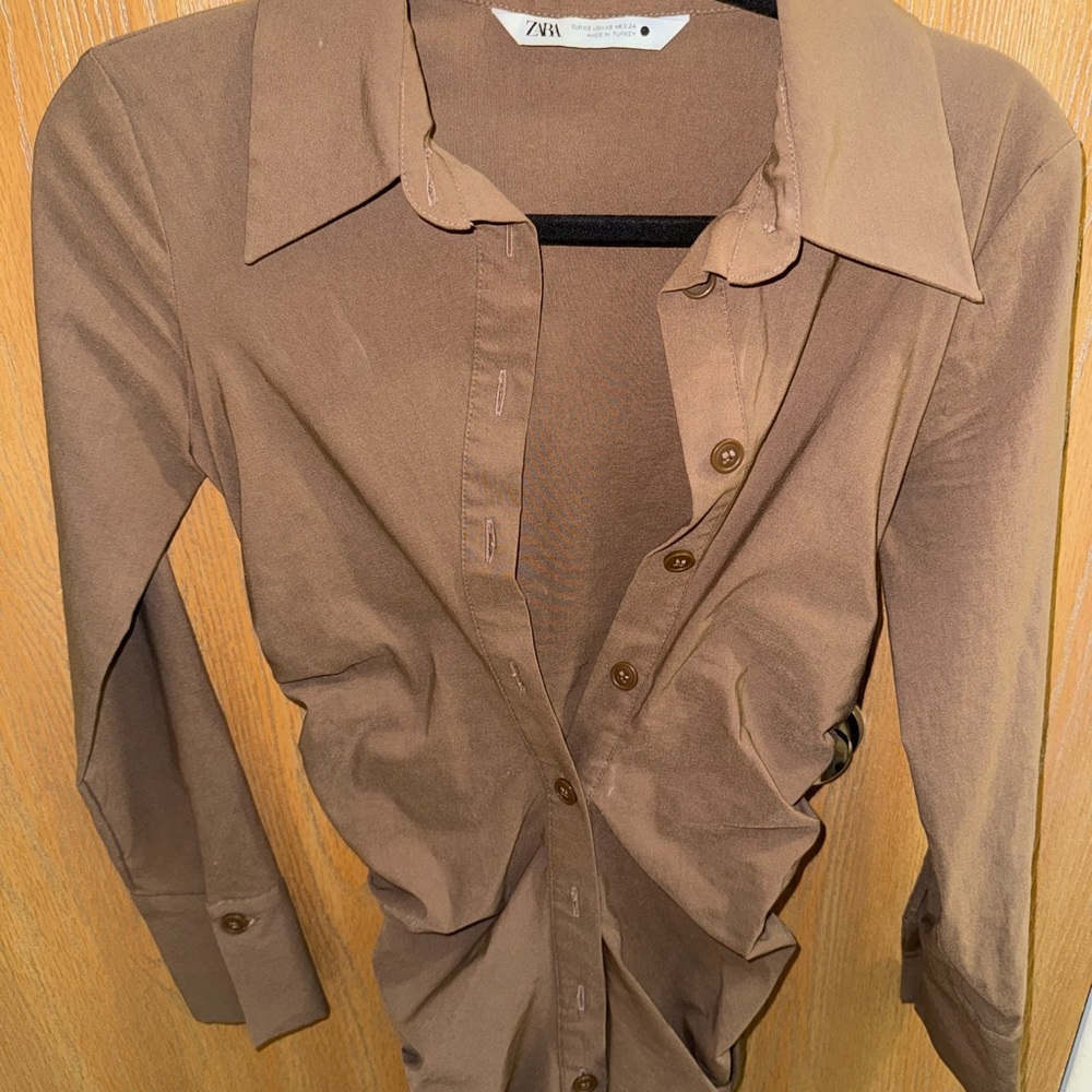 Zara Brown Long Sleeve Dress